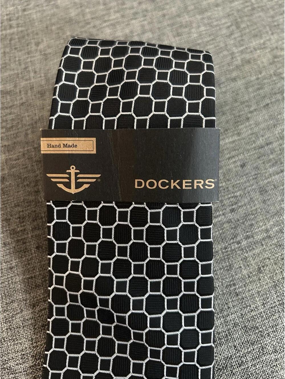 Dockers Mens Necktie Black And White Geometric New